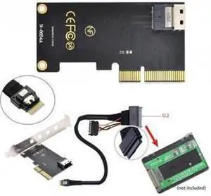 Aomoproing PCI-E 3.0 4.0 to SFF-8654 Slimline SAS Card Adapter and U.2 U2 SFF-8639 NVME PCIe SSD Cable for Mainboard SSD