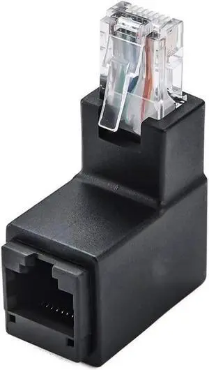 Aomoproing Ethernet Adapter, Cat5e/Cat6 Up Angle Ethernet Adapter, 90 Degree and 270 Degree RJ45/ 8P8C Ethernet Female to RJ45/ 8P8C Male Adapter