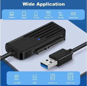 Aomoproing SATA to USB 3.0 Adapter Up To 6 Gbps USB A/C to SATA Cable for 2.5" SATA III HDD SSD External Hard Drive Reader adaptador(USB 3.0 20cm)