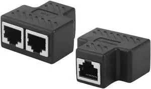 Aomoproing 2pcs PVC 1 To 2 High Speed Network Adapter RJ45 Mini Stable Signal Extension Laptop Computer LAN Splitter Home Office Universal
