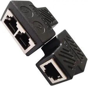 Aomoproing RJ45 Splitter Adapter 1 to 2 Female to 2 Female Ethernet Network 100 Mbps 2-Pack