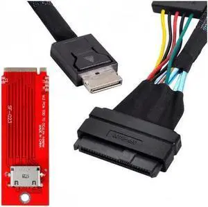 Aomoproing U.2 SFF-8639 Cable & PCI-E 3.0 M.2 M-key to Oculink SFF-8612 SFF-8611 Host Adapter for PCIe Nvme SSD 2260