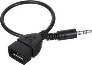 USB to AUX Audio Adapter, 3.5 mm Male AUX Audio Jack Plug to USB 2.0 Female Converter Adapter Cable Cord 9 Inch Length Black OTG Adapters Accessories for Car Playing Music with U-Disk