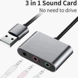 External Sound Card Converter Splitter USB Adapter 3 Port Converter Headphone Microphone for PC Laptop Audio adapter External Sound Card Converter Splitter USB Adapter 3 Port Converter Headphone Microphone for PC Laptop Audio adapter