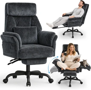 C57 Ergonomic Reclining Office Chair with Footrest, Desk Chairs with 6-Stage Adjustable Wing Armrests for Cross Legged Sitting, Pet-Friendly High Back Lounge Gaming Chair for Home Office C57 Ergonomic Reclining Office Chair with Footrest, Desk Chairs with 6-Stage Adjustable Wing Armrests for Cross Legged Sitting, Pet-Friendly High Back Lounge Gaming Chair for Home Office