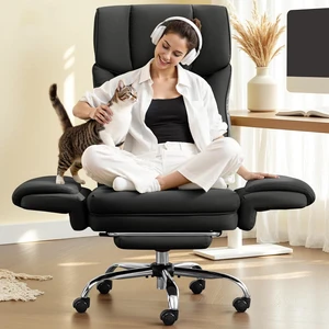 Office Chair, Flip Armrests for Pets Criss Cross Legged, Black Office Chair, Flip Armrests for Pets Criss Cross Legged, Black
