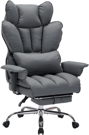 Garvee Big and Tall Office Chair, Executive Leather Office Chair with Footrest, 400lbs Ergonomic Gaming Chair for Adults, Wide Seat Computer Desk Chair with Lumbar Support, 150 Degree Reclining, Gray Garvee Big and Tall Office Chair, Executive Leather Office Chair with Footrest, 400lbs Ergonomic Gaming Chair for Adults, Wide Seat Computer Desk Chair with Lumbar Support, 150 Degree Reclining, Gray