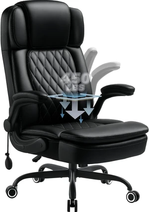 450LBS Big and Tall Executive Office Chair with Flip up Arm, Heavy Duty PU Leather Computer Desk Chair,Comfortable High Back Swivel Home Office Chair with Rolling for Adults,Spring Cushion,Metal Base 450LBS Big and Tall Executive Office Chair with Flip up Arm, Heavy Duty PU Leather Computer Desk Chair,Comfortable High Back Swivel Home Office Chair with Rolling for Adults,Spring Cushion,Metal Base