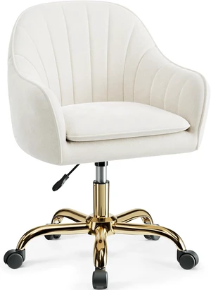 Chair with Wheels, Comfy Home Office Desk Chairs Adjustable Modern Makeup Chairs for Bedroom Living Room-Beige Chair with Wheels, Comfy Home Office Desk Chairs Adjustable Modern Makeup Chairs for Bedroom Living Room-Beige