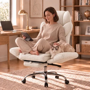 Criss Cross Office Chair, Cross Legged Chair With Flip Armrests & Footrest Criss Cross Office Chair, Cross Legged Chair With Flip Armrests & Footrest