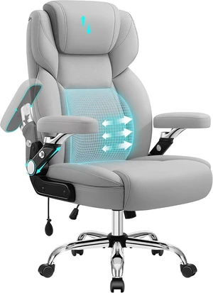 Big and Tall Office Chair with 6D Armrests & Air Lumbar Support, Grey Big and Tall Office Chair with 6D Armrests & Air Lumbar Support, Grey