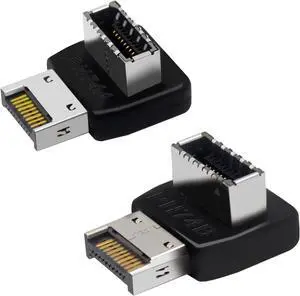 USB 3.2 Type-E 90 Degree Front Panel Socket, Vertical USB C Header Adapter Converter for Computer Motherboard (PH74A+PH74B)