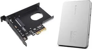 PCIe X4 x16 to U.2 NVMe Adapter Card 32Gbps/64Gbps High Speed Expansion Support U.2 SSD Compatible with PCIe X4 X8 X16 Slots (PCIE 3.0 X4 Card+Enclosure)