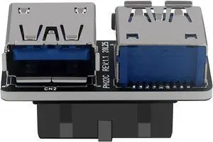 Motherboard USB 3.0 19/20Pin to 2* USB A Connector Male to Female Adapter Header Support Chassis Front (PH22C)
