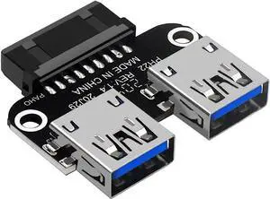 Motherboard USB 3.0 19/20Pin to 2* USB A Connector Male to Female Adapter Header Support Chassis Front (PH22)