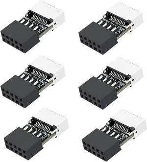 PH721 Motherboard USB2.0 9PIN to Type-E Adapter Male to Famale Connector USB C Front Panel Socket (6Pcs)