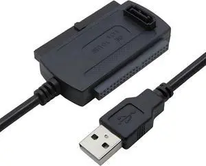 Shuole 3xy USB 2.0 to IDE SATA Adapter Serial IDE Parallel Hard Drive Reader 480Mbps to Optical Drive with Power Adapter for Universal 2.5in 3.5in IDE HDD SSD (3XY)