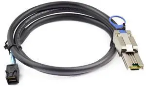 Mini SAS HD SFF-8088 to SFF-8643 Internal External Server Cable  6Gbps High Speed 28AWG Data Cable, Black Flat Connector (0.5m)