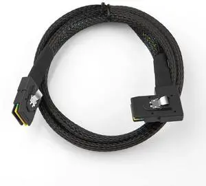 Mini SAS SFF-8087 Straight to SFF-8087 Right Angle Internal Server Cable  12Gbps High Speed 30AWG Data Cable, Black Flat Connector (1m)