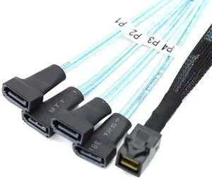 Mini SAS HD SFF 8643 to 4X SATA 7Pin Male Cable \u2013 12Gbps High Speed Server Wire, 30AWG Copper, Black (1m)