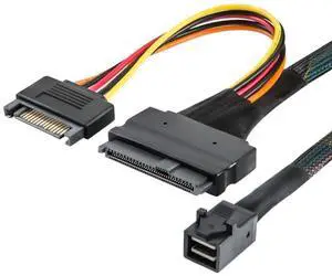 Mini SAS HD SFF-8643 to SAS SFF-8639 Server Cable 12G with SATA 15P Y-Type Connection Cable (39.37, Inches)