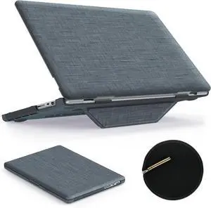 Case for MacBook Pro 16 inch 2024-2021 A3403 A3186 A2991 A2780 A2485 M4-M1, Shock-Absorbing Protection Case with Magnetically-Folio Stand &Mouse Pad/Bag (Fabric-Like Color Grayblue)