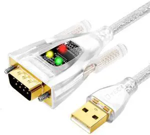 DTECH USB to Serial Adapter 6ft Features FTDI Chip DB9 9 Pin RS232 to USB Cable FT231 Chipset Support Windows 11 10 8 7 XP Mac OS Linux Data Lights Detect