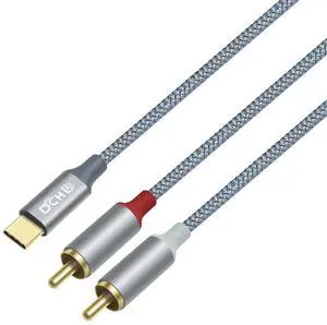 DCHAV 4ft RCA to USB C Audio Cable Type C to 2 RCA Adapter Cord Male 2RCA Y Splitter Nylon Braided Wire Red White Interface for Speaker DVD Player Car Stereo Home Theater Laptop Computer Amplifier