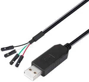 DTech USB to TTL Serial Adapter 3.3V Debug Cable TX RX Signal 4 Pin Female Socket PL2303 Prolific Chip Windows 10 8 7 XP Vista (3ft, Black)