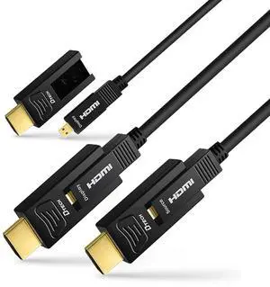 DTech 75 Feet Fiber Optic HDMI Cable 4K 60Hz 444 Chroma Subsampling 18Gbps Ultra HD with Micro HDMI to Standard HDMI Connectors Compatible with UHD TV Projector Computer Monitor (23 Meters, Black)