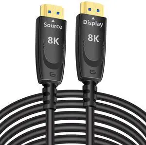 DTECH 8K Fiber Optic HDMI Cable 100ft High Speed 4K@120Hz 8K@60Hz 2.1 48Gbps Extra Long HDMI Cord HDR eARC HDCP Compatible with Fire TV Soundbar PS5 PS4 Xbox Gaming 1440p 240Hz Monitor Blu-ray Player