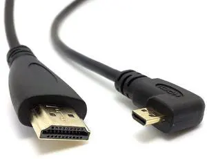 CY Right Angled 90 Degree Micro HDMI to HDMI Male HDTV Cable 150cm for Cell Phone & Tablet