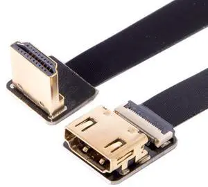 CYFPV HDMI Male to Female FPC Flat Extension Cable for Camera HDTV Multicopter Aerial Photography 90 Degree Down Angled 0.5M