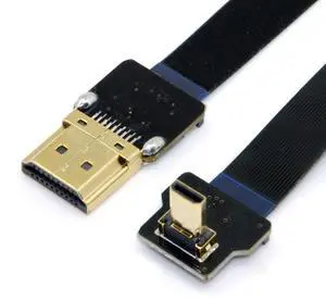 CY 90 Degree UP Angled FPC Flat Micro HDMI Cable - 20cm for FPV, HDTV, Multicopter, Aerial Photography, HDMI Port Display