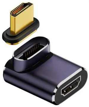 HDMI 2.1 Magnetic Connector, HDMI Male to Female 90 Degree UP Angled 8K@60Hz 4K@120Hz 48Gbps High Speed Gold Plated Gender Change Adapter