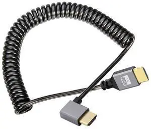 HDMI Stretch Coiled Cable HDMI 1.4 Type A Male to Male 4K 60hz 90 Degree Left Angled Extension Cable
