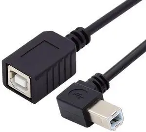 Printer Scanner Disk USB 2.0 Type B Male to Female 90 Degree Left Angled Extension Cable 20cm
