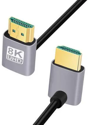 HDMI 2.1 Cable,HDMI Male to Male Dual 90 Degree UP Angled 8K@60Hz 4K@120Hz 48Gbps Ultra High-Speed Gold-Plated Cable 0.5M for TV, Monitor, Computer