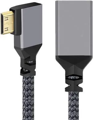 CY Mini HDMI to HDMI Cable,Mini HDMI 1.4 Male to HDMI Female 4K Extension Cable 90 Degree Right Angled