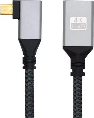 CY Micro HDMI to HDMI Cable,Micro HDMI 1.4 Male to HDMI Female 4K Extension Cable 90 Degree Right Angled