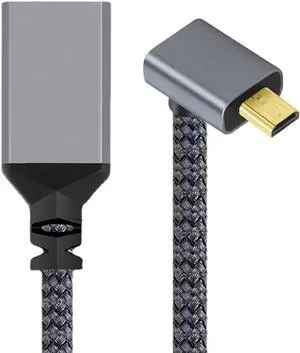 CY Micro HDMI to HDMI Cable,Micro HDMI 1.4 Male to HDMI Female 4K Extension Cable 90 Degree UP Angled