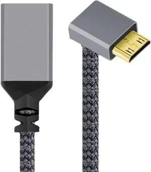 CY Mini HDMI to HDMI Cable,Mini HDMI 1.4 Male to HDMI Female 4K Extension Cable 90 Degree UP Angled