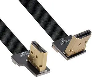 CY Type A HDMI Male Upward Angled 90 Degree to HDMI Male Right Angled 90 Degree HDTV FPC Flat Cable 10CM for FPV HDTV Multicopter Aerial Photography