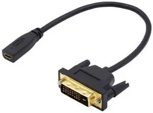 Micro HDMI to DVI Cable Micro HDMI 1.4 Female to DVI 24+1 Male Adapter Cable for Computer HDTV Graphics Card UHD Micro HDMI to DVI Cable Micro HDMI 1.4 Female to DVI 24+1 Male Adapter Cable for Computer HDTV Graphics Card UHD