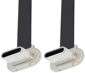 USB C Short Flat Cable,USB 2.0 Type C Dual 90 Degree Angled PD 65W Fast Charge Data Extension Cable 5.91 Inch/15CM