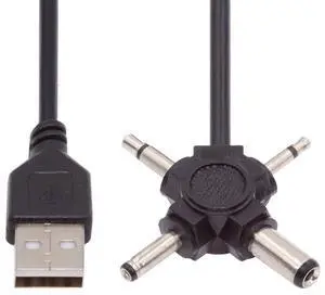 4 in 1 DC 5V 5.5x2.1mm 4.0x1.7mm Mono 3.5mm 2.5mm to USB 2.0 Power Plug Barrel Connector Charge Cable 1.5M