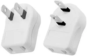 NEMA Type A 1-15P USA Outlet Saver Extension Adapter 2-Prong 2 Outlets 90 Degree Angled 2Pcs/Set