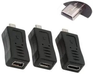 3 Pack Mini 8Pin to USB 2.0 Adapter,USB C/Mini USB/Micro USB to Mini 8Pin Data Transfer Charging Converter Adapter