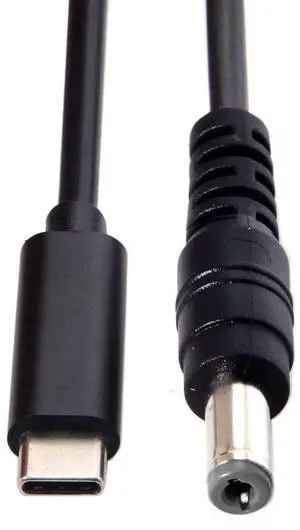 Type C USB-C Input to Rectangle 5.5x2.1mm Cable Cord for Laptop Notebook 1.8M