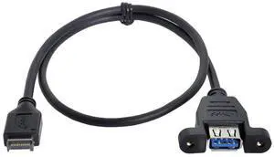 CY USB 3.1 Type-E Front Panel Header Male to USB 3.0 Type-A Female Extension Cable 50cm Panel Mount Type